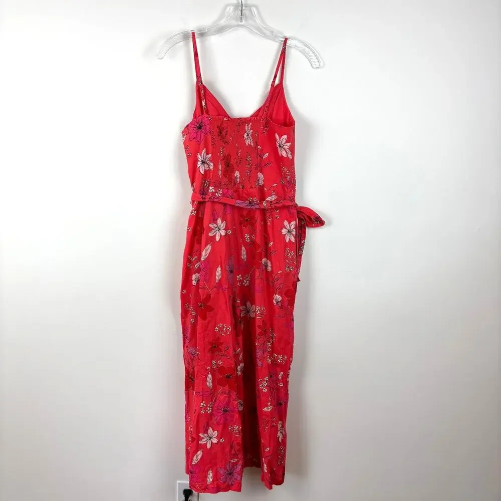 Banana Republic Cropped Wide Leg Floral Jumpsuit Medium Linen Cotton 548121